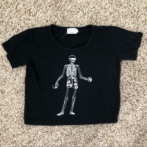 NP Attire Smoking Drinking Skeleton Crop Top